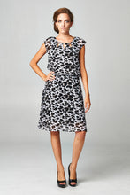 Christine V Printed Chiffon Blouson Dress with Neck Trim