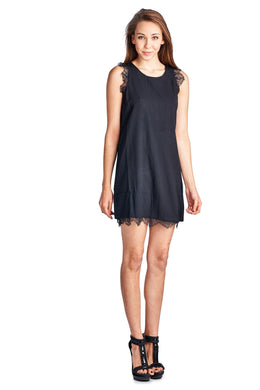 Urban Love Sleeveless Short Dress with Lace Detail 