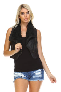 Marcelle Margaux Faux Fur Lined Moto Vest -  - 1