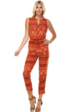 Marcelle Margaux Printed Button Up Sleeveless Jumpsuit
