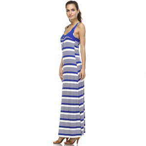 Christine V Variegated Stripe Rayon Spandex Maxi Tank Dress