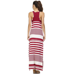 Christine V Variegated Stripe Rayon Spandex Maxi Tank Dress