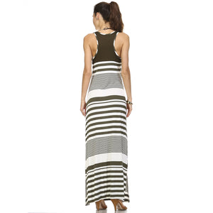 Christine V Variegated Stripe Rayon Spandex Maxi Tank Dress