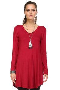 Women's Long Sleeve V-Neck Swing Tunic