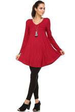 Women's Long Sleeve V-Neck Swing Tunic