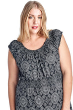 Marcelle Margaux Plus Scoop Neck Smocked Peasant Dress