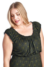 Marcelle Margaux Plus Scoop Neck Smocked Peasant Dress