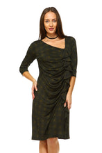 Women's 3/4 Three Quarter Sleeve Midi Dress with Geometric Pattern