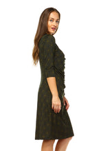 Women's 3/4 Three Quarter Sleeve Midi Dress with Geometric Pattern