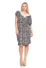 Women's Ikat Print Dress with Crochet Yoke Trim