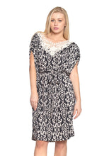 Women's Ikat Print Dress with Crochet Yoke Trim