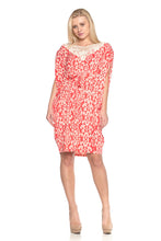 Women's Ikat Print Dress with Crochet Yoke Trim