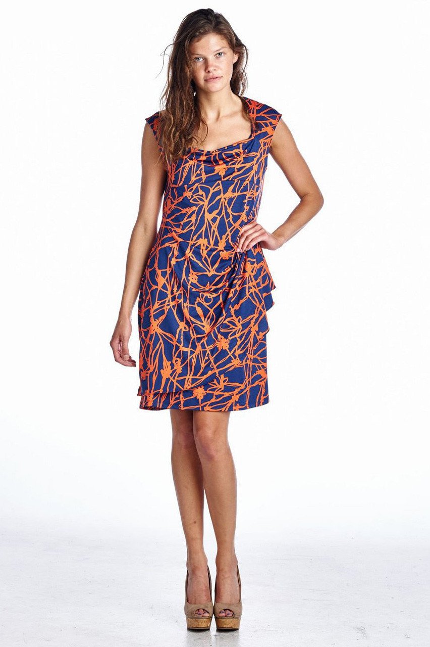 Marcelle Margaux Abstract Printed Drape Dress - WholesaleClothingDeals - 1