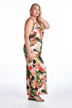 Marcelle Margaux Plus Tropical Print Sleeveless Jumpsuit