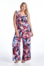 Marcelle Margaux Plus Tropical Print Sleeveless Jumpsuit