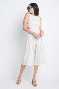 Women's Stripe Cut-Out Sleeveless Jumpsuit