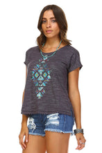 Christine V Aztec Printed Embroidery Trim Top -  - 2