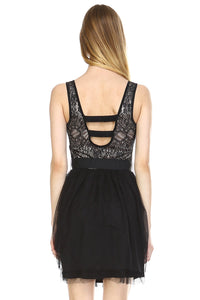 Urban Love Lacy Tulle Dress with Waist Tie