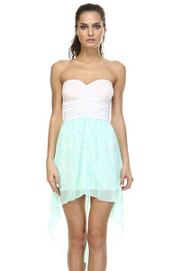 Women's Mixed Media Hi-Low Strapless Dress