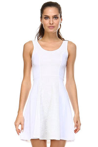 Women's White Skater Dress with Contrast Panel