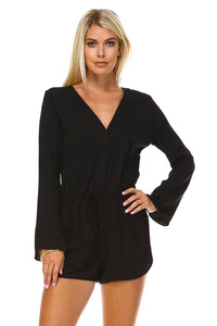 Marcelle Margaux Long Sleeve Waist Tie Romper -  - 2