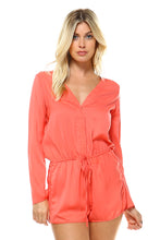 Women's Long Sleeve Waist Tie Romper