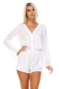 Marcelle Margaux Long Sleeve Waist Tie Romper -  - 6