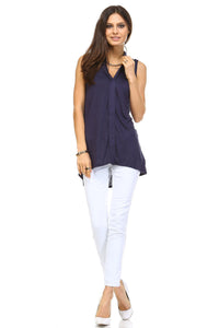 Marcelle Margaux Hi-Low Collar Top