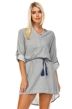 Marcelle Margaux Front Tassel Tie Button Up Dress -  - 2