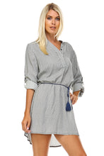 Marcelle Margaux Front Tassel Tie Button Up Dress -  - 3