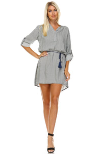 Marcelle Margaux Front Tassel Tie Button Up Dress -  - 1