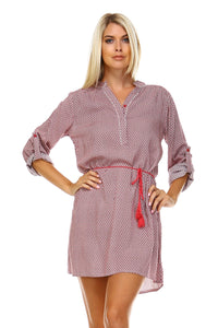 Marcelle Margaux Front Tassel Tie Button Up Dress -  - 6