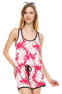 Urban Love Tropical Print RacerBack Sleeveless Romper