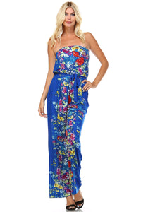 Marcelle Margaux Printed Elastic Waistline Tie Jumpsuit