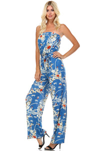 Marcelle Margaux Printed Elastic Waistline Tie Jumpsuit