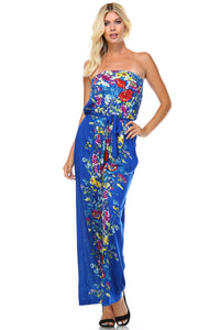 Marcelle Margaux Printed Elastic Waistline Tie Jumpsuit