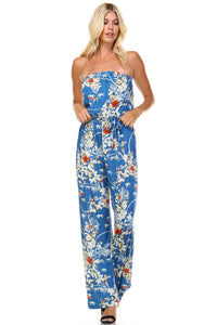 Marcelle Margaux Printed Elastic Waistline Tie Jumpsuit