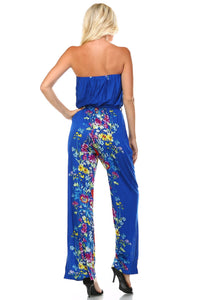 Marcelle Margaux Printed Elastic Waistline Tie Jumpsuit