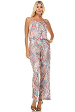 Marcelle Margaux Printed V-Back Elastic Waistline Jumpsuit