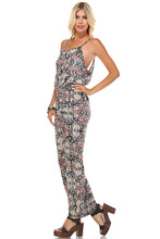 Marcelle Margaux Printed V-Back Elastic Waistline Jumpsuit