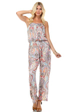 Marcelle Margaux Printed V-Back Elastic Waistline Jumpsuit