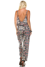 Marcelle Margaux Printed V-Back Elastic Waistline Jumpsuit