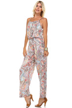 Marcelle Margaux Printed V-Back Elastic Waistline Jumpsuit