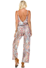Marcelle Margaux Printed V-Back Elastic Waistline Jumpsuit