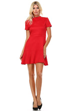 Marcelle Margaux High Neck Short Sleeve Fit and Flare Dress