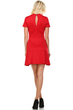 Marcelle Margaux High Neck Short Sleeve Fit and Flare Dress