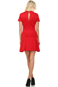 Marcelle Margaux High Neck Short Sleeve Fit and Flare Dress