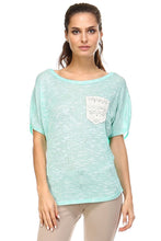 Women's Short Sleeve Lace Pocket Top
