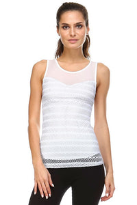 Women's White Lace Overlay tank