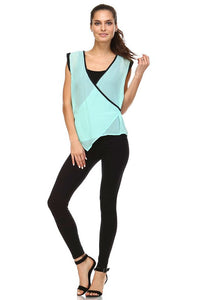 Women's Sleeveless Woven Surplice Top